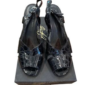 Donald Pliner classic black sling crocs back heels - size 8.5